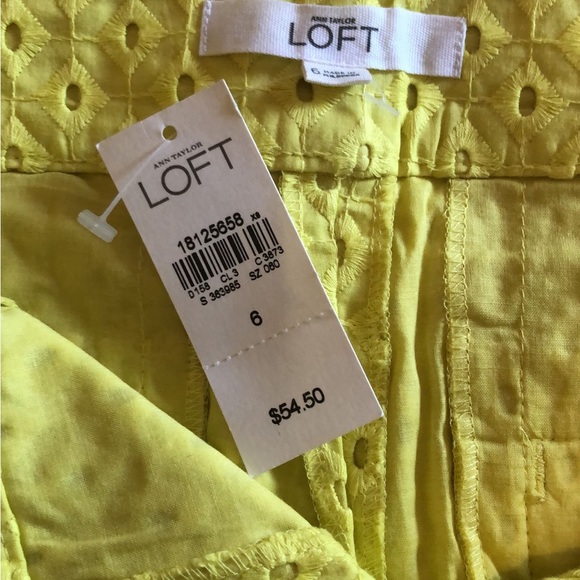 NWT Ann Taylor Loft The Riviera Eyelet Shorts Yellow Size 6 - Picture 4 of 5